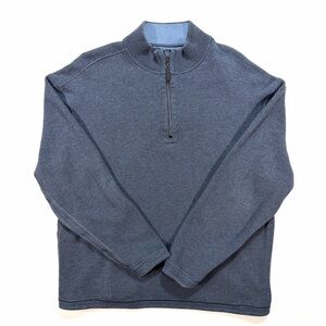 Costco Men's Quarter 1/4 Zip Pullover Shirt Size Large L Blue Reversible Sweater